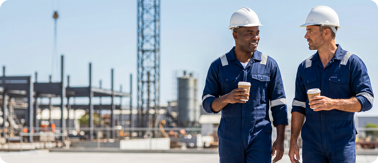 Maritime crew at an industrial site